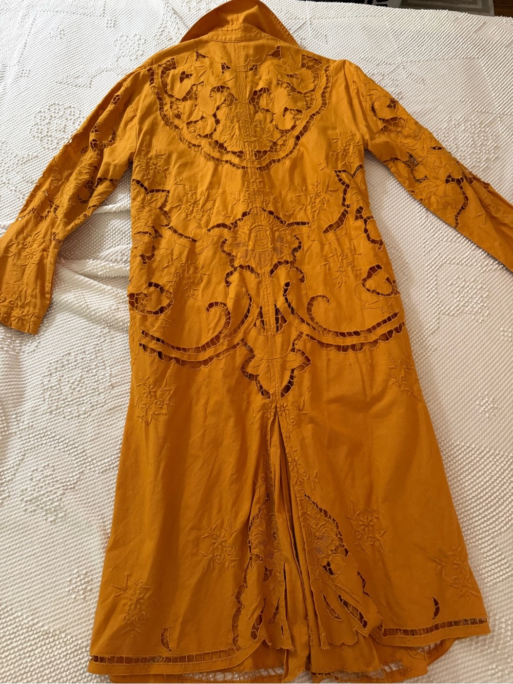 Free People Suzanna Autumn marigold eyelet Cotton Duster size Med - Picture 11 of 13